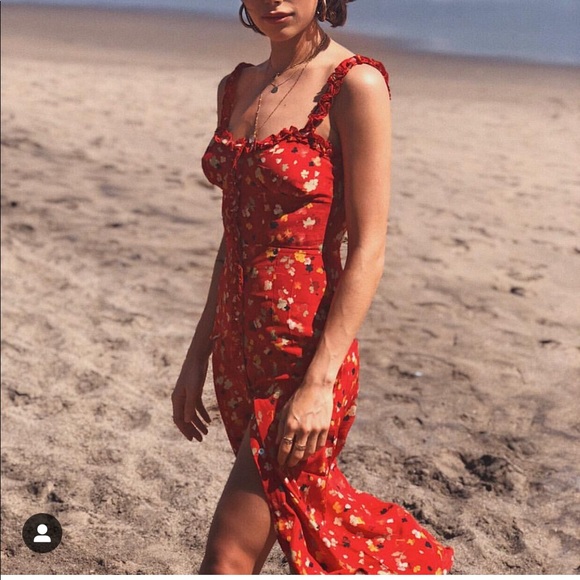 Realisation Par Juliet Rouge Fleur Midi Dress